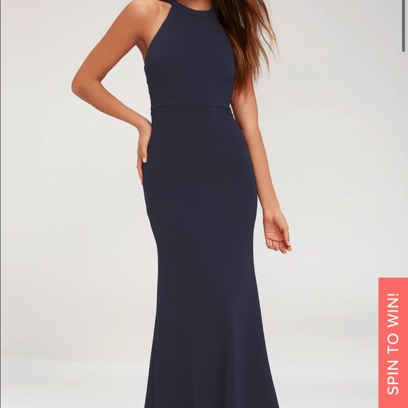 Lulus Joella Halter Maxi gown Dress blue size s - Picture 13 of 13